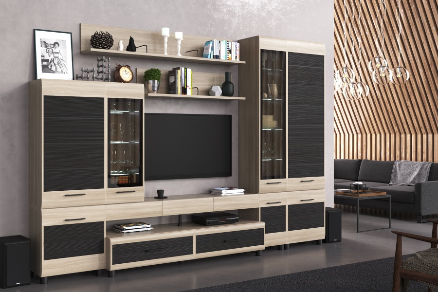 Гостиная "Камелия" 2 Ясень Асахи комбинированный
