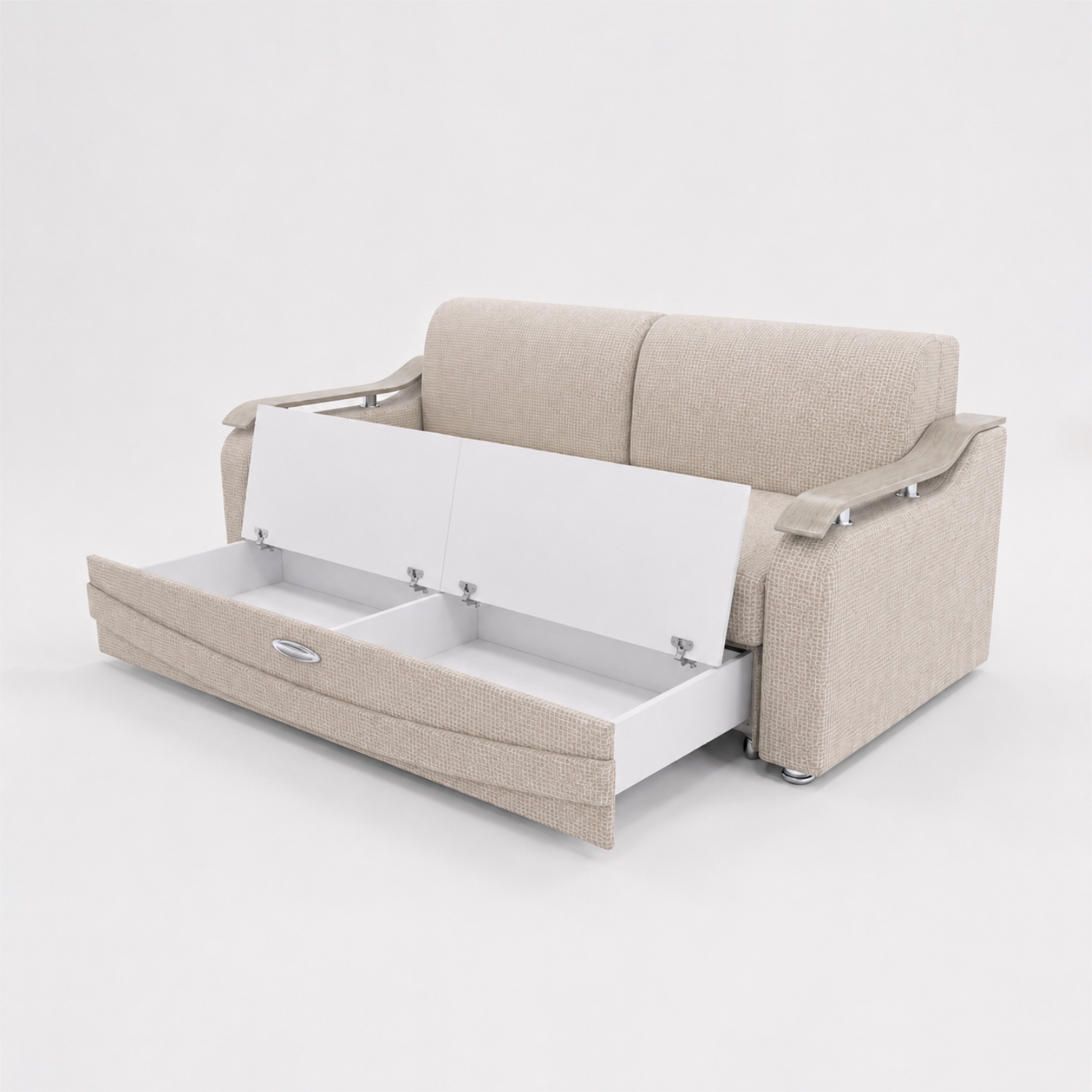 Диван прямой Лидер-премиум Рогожка Визаж Бисквит