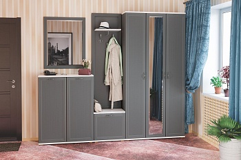 Прихожая "Карина" 4 Снежный Ясень + Серый Оникс